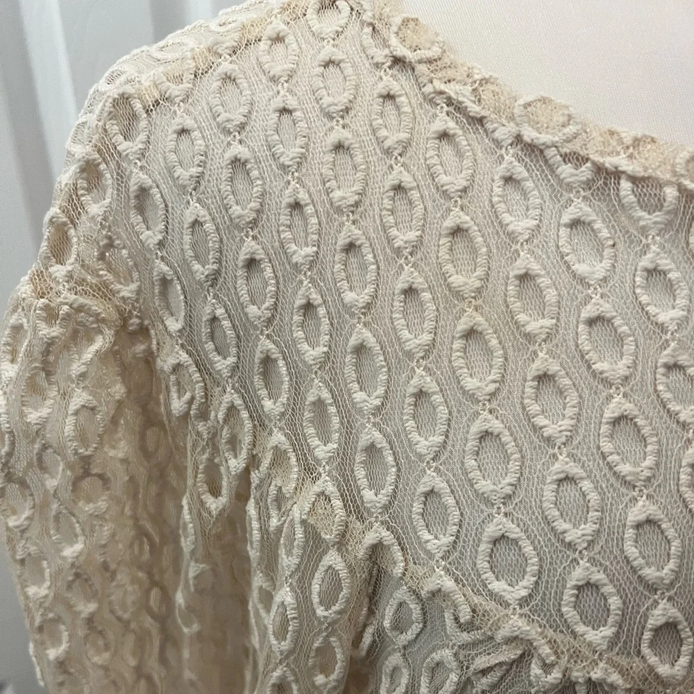 Zara Embroidered Tulle Puff Sleeve Blouse - Small
